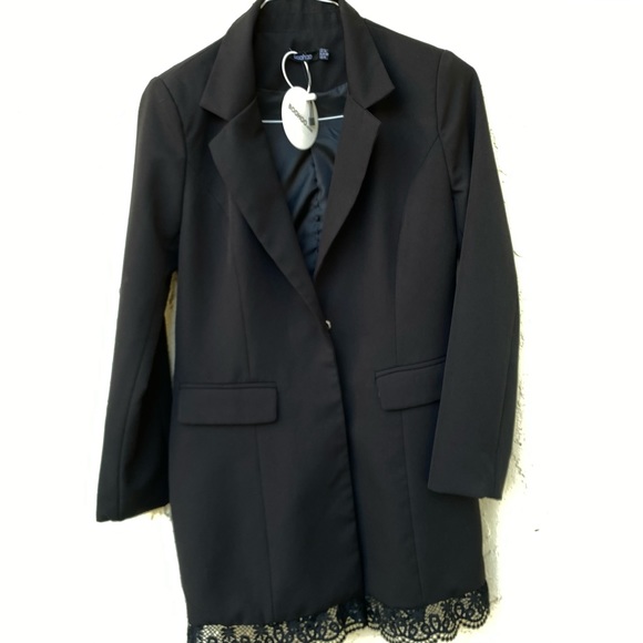 Black coat/jacket with lace trim! - Picture 2 of 4